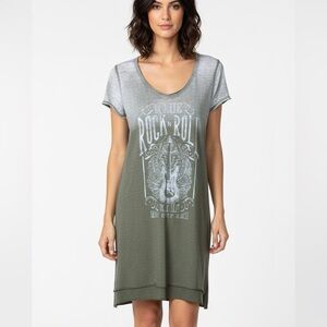 William Rast Distressed Green Rock & Roll Shirt Dress M